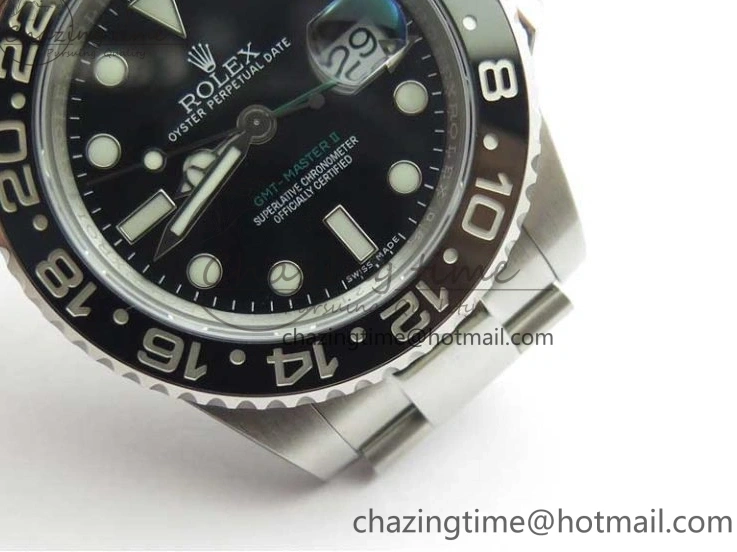 MiroTime 0107 GMT Master II 116710LN Black Ceramic 316L Steel ROF Best Edition Black Dial on SS Bracelet A Sophisticated 2656